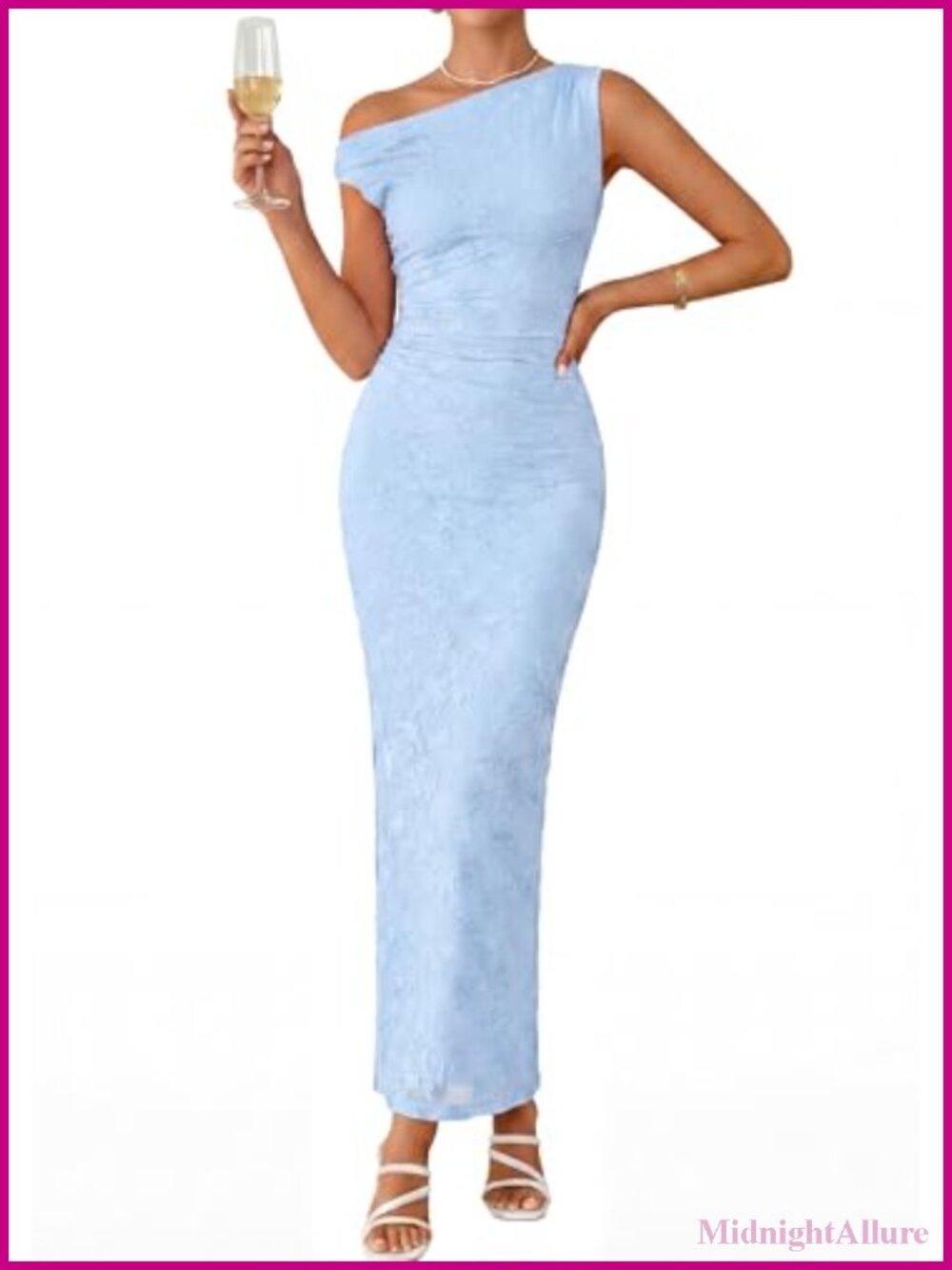 Womens Floral One Shoulder Maxi Dress Ruched Bodycon Cocktail Formal Slit